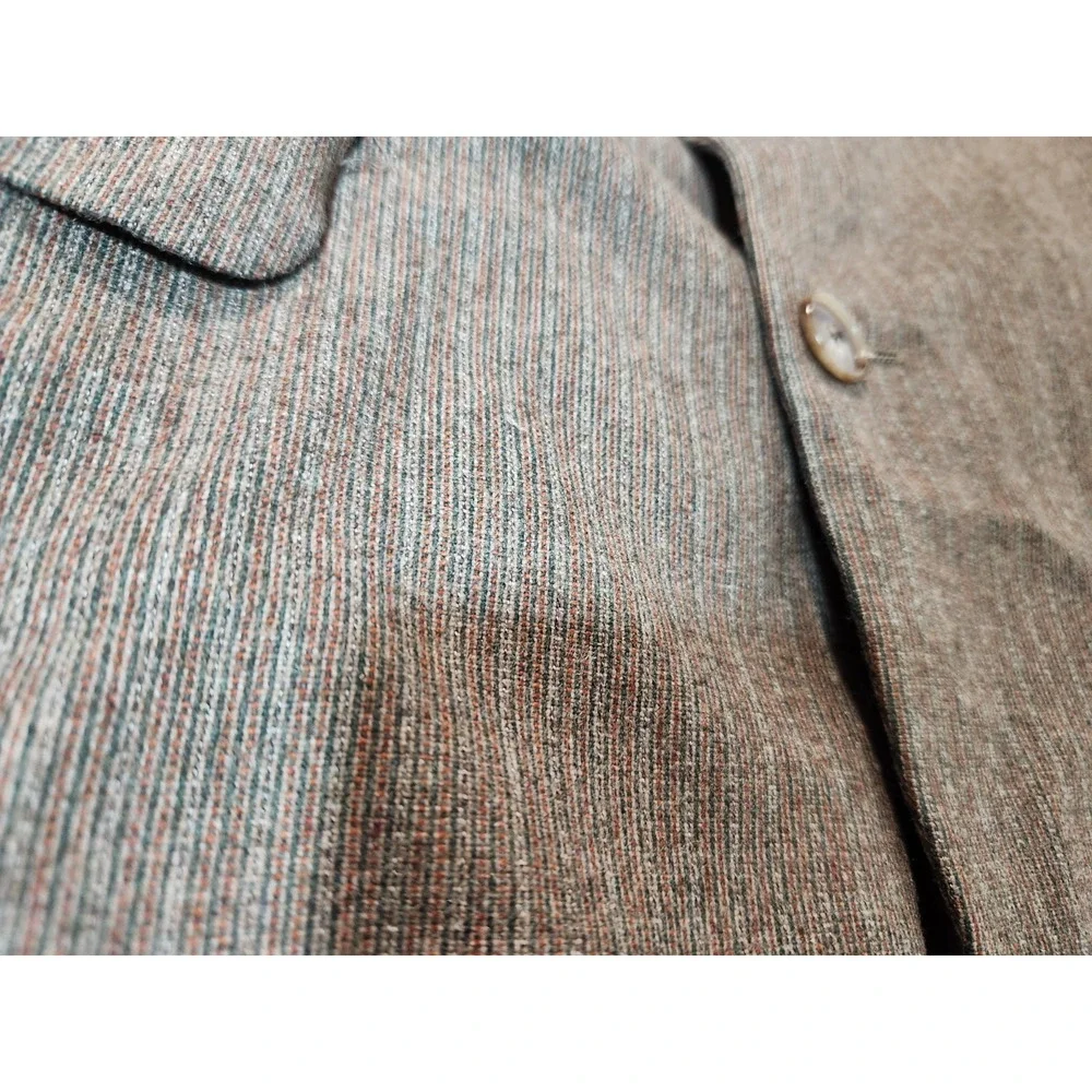 Vintage YSL Blazer 38s Brown Pinstripe Wool Mens Double Vented Sport Coat